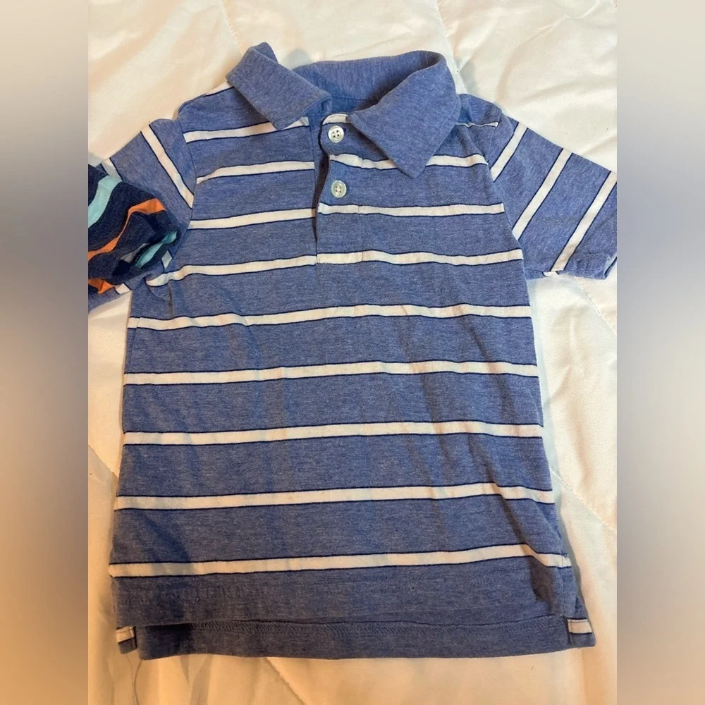 OshKosh B'gosh & Children’s place Striped Polo Shirts set of 2 - Navy & Blue 2T